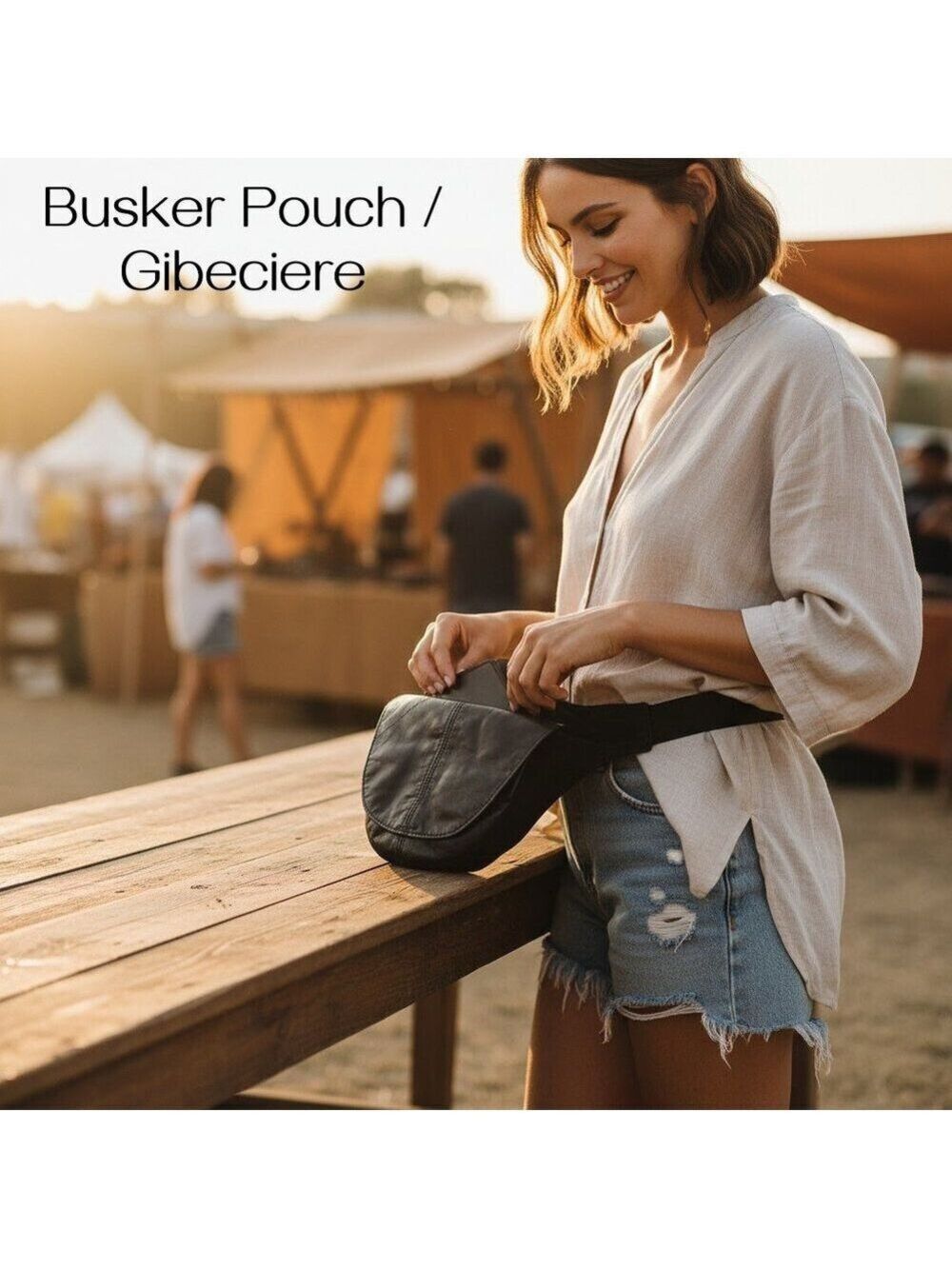 Leather Festival Belt Bag Pax4U | Travel Money Pouch Waist Pack Black Suede